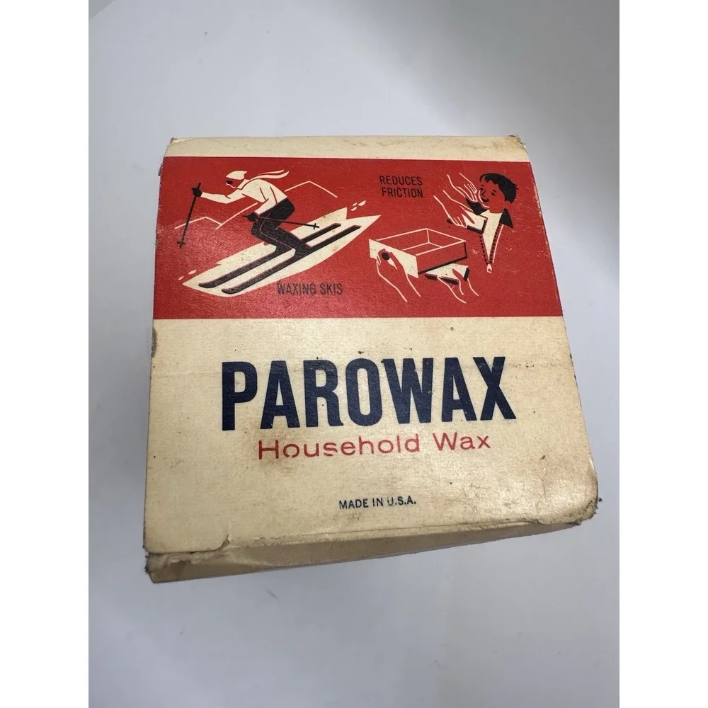 Vintage Parowax Household Wax Box 4 Cakes American‎ Oil Canning Candle Ski